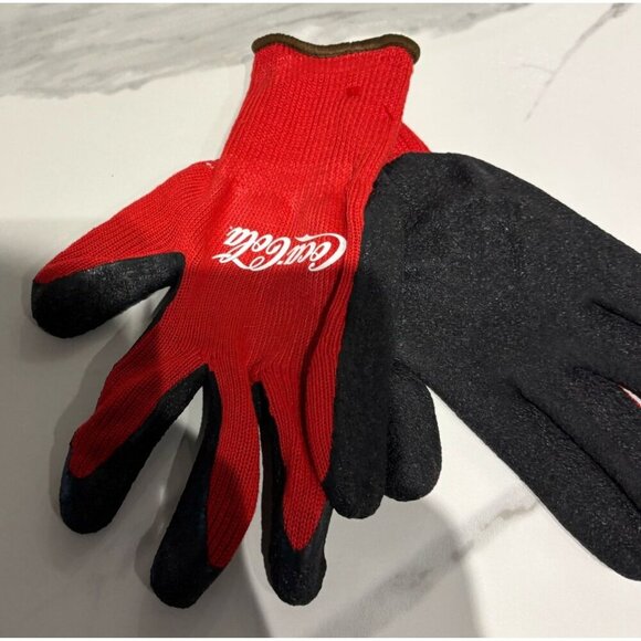 Pairs Coca Cola Protective Work Gloves Nylon Wrinkled Rubber Grip Red One Size - Picture 5 of 5